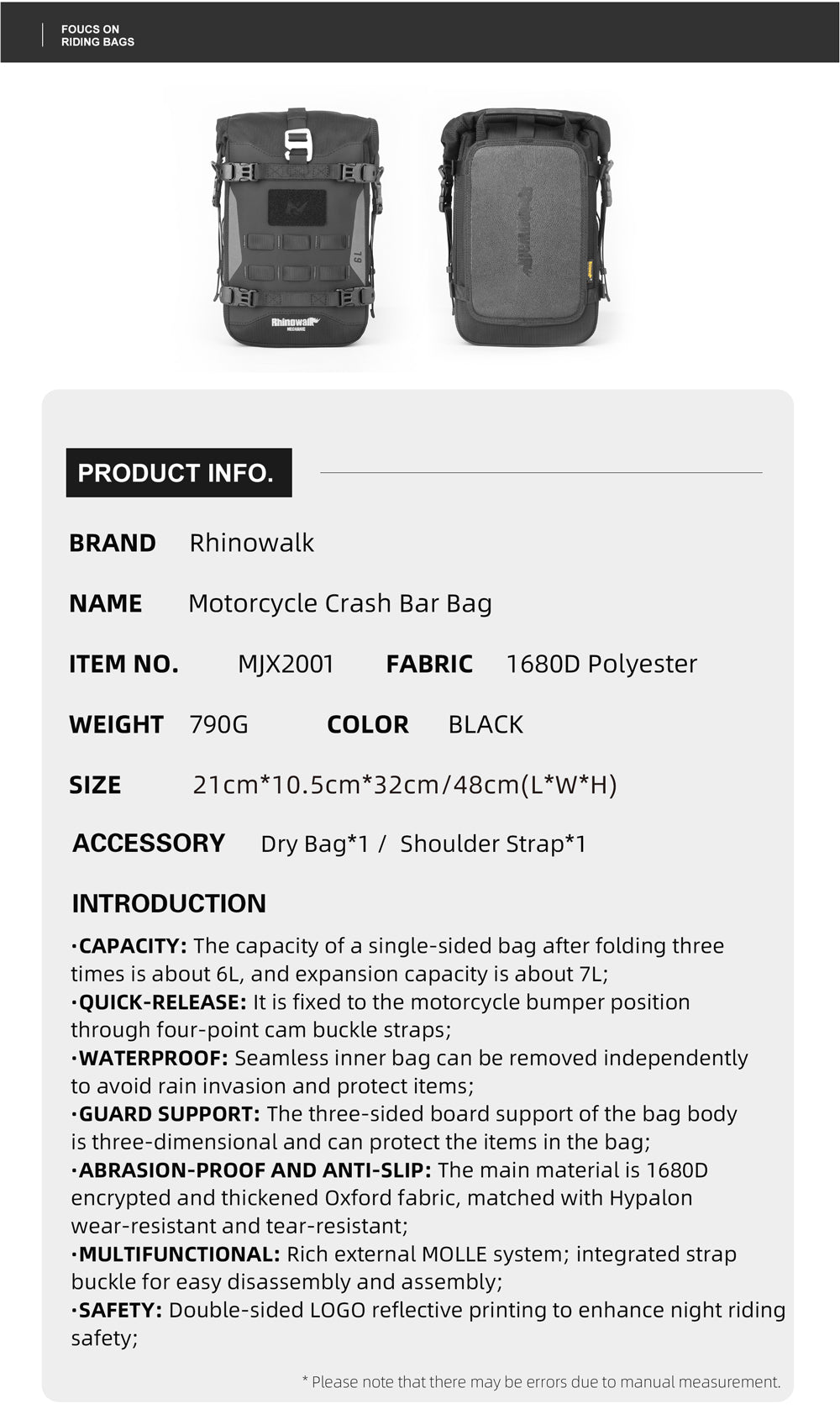 Bolso para Moto Impermeable 6L – Serie Mechanic