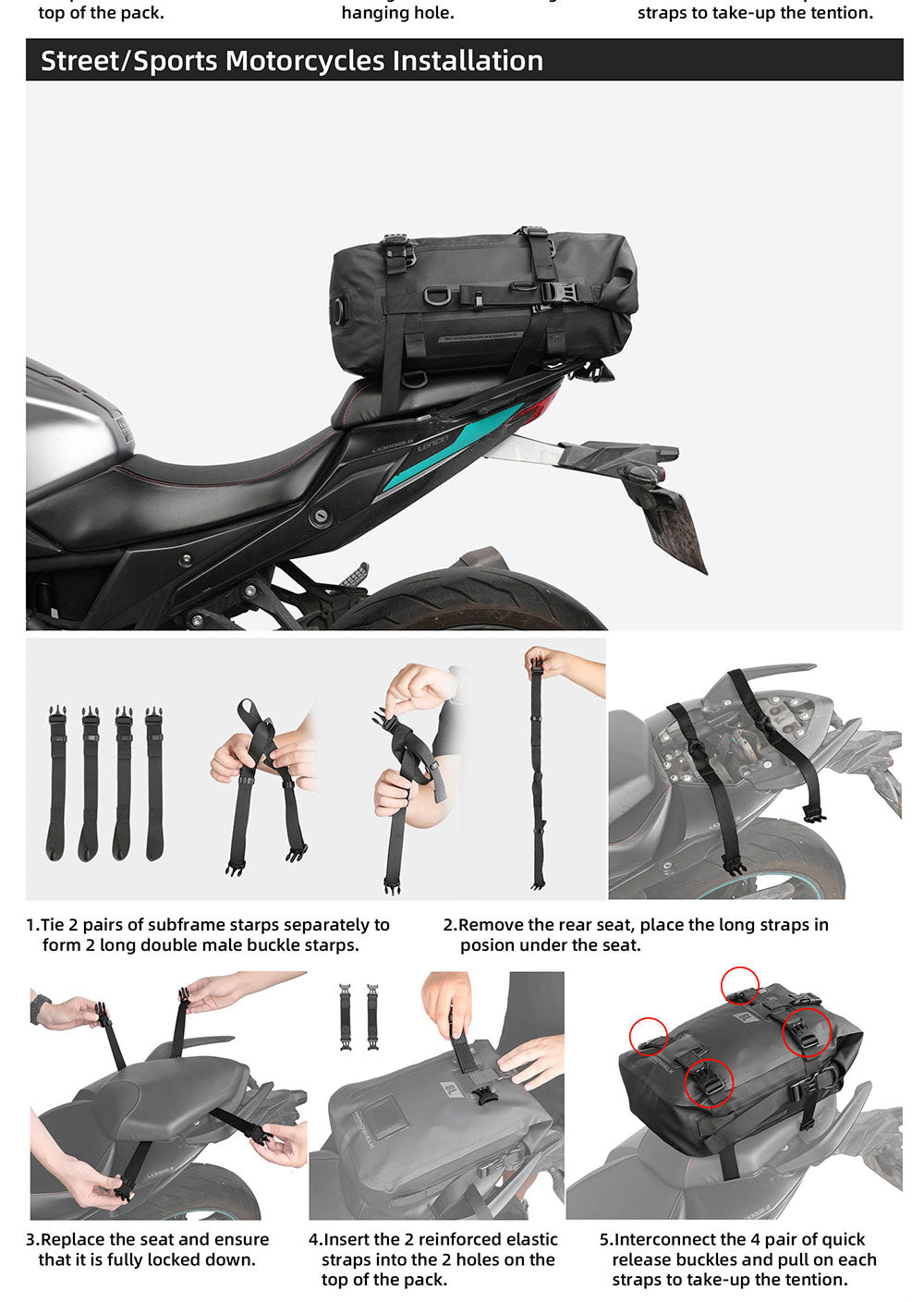 Juego de Bolsos Impermeables Modulares para Moto 8L/15L/30L