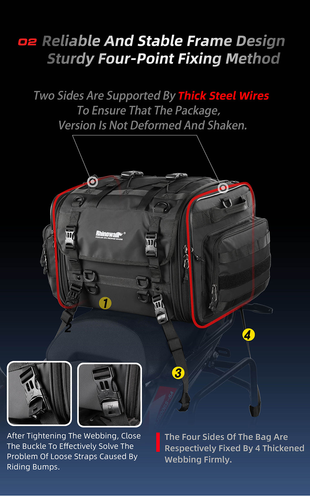Bolso de Cola para Moto de Gran Capacidad