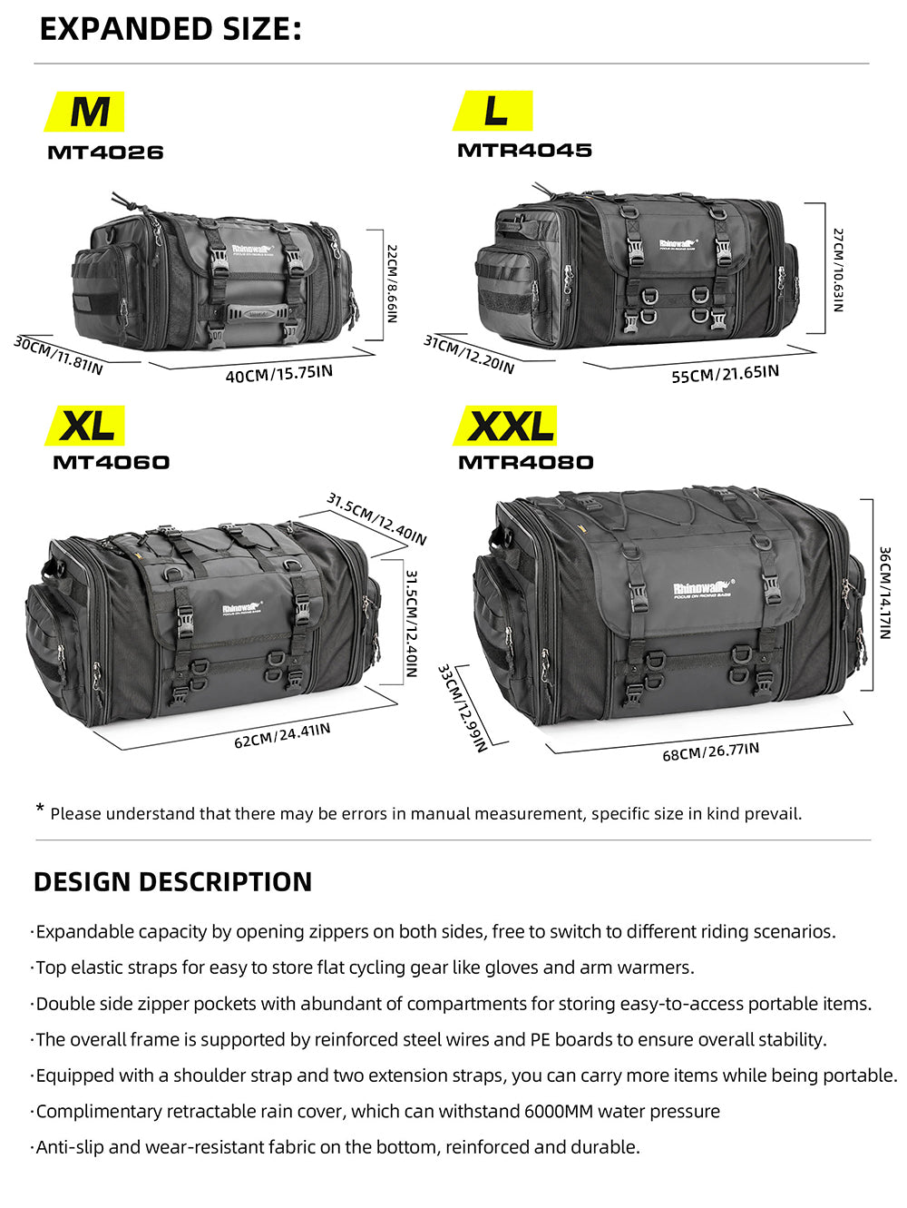 Bolso de Cola para Moto de Gran Capacidad