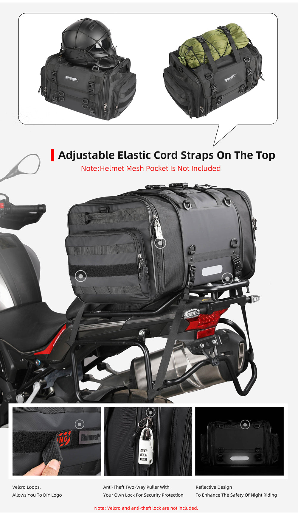 Bolso de Cola para Moto de Gran Capacidad