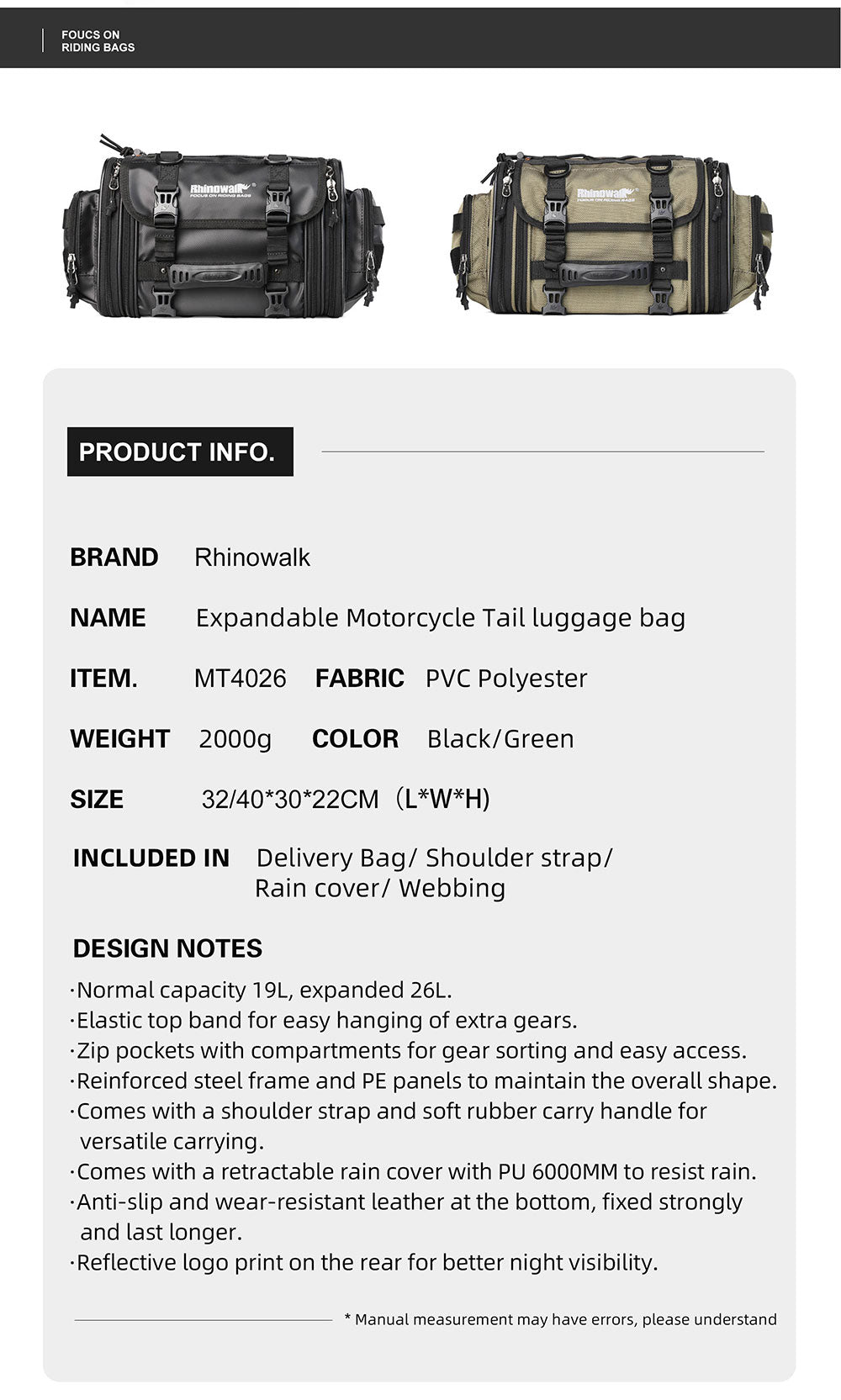 Bolso Cola para Moto 19-26L